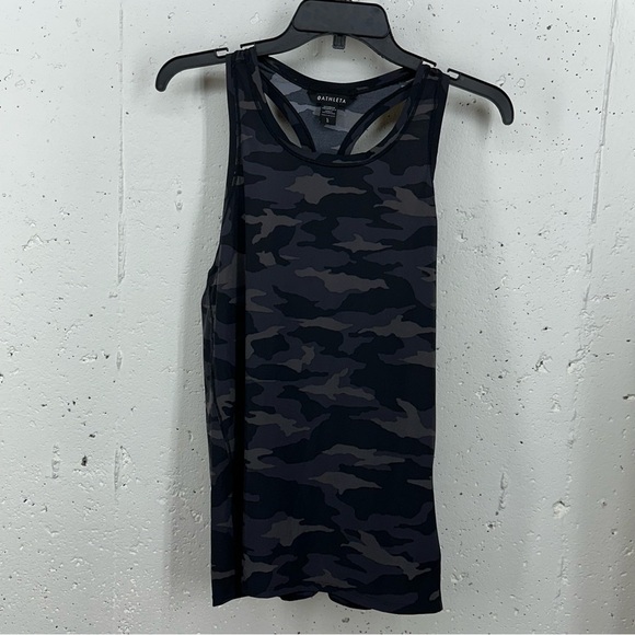 Athleta Women’s size Large ULTIMATE Black & Gray Camo Train Tank Top - Picture 2 of 12